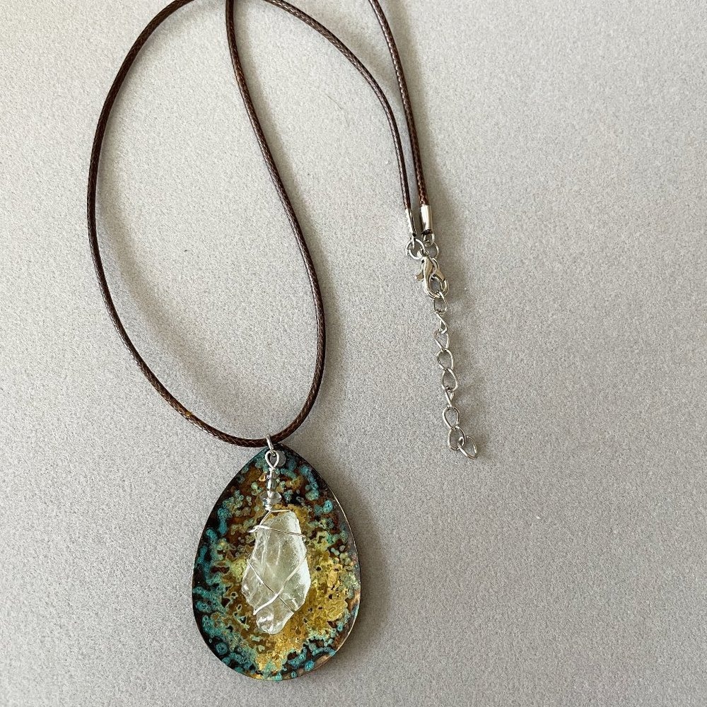 Light Green Sea Glass Labradorite Gemstone Crystal Lure Necklace Mermaid Boho